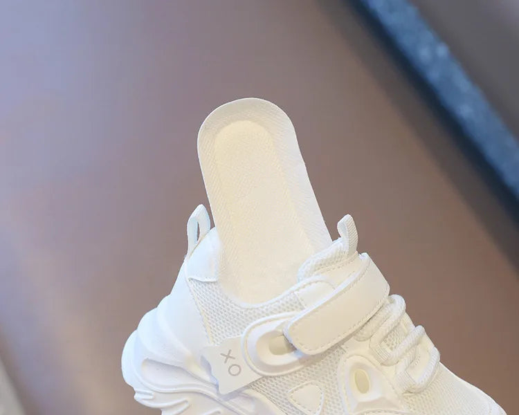 2025 New Spring Autumn Boys White Shoes Girls Breathable Mesh Casual Soft Sole Sneakers Kids Running Shoes Children Sports Shoes
