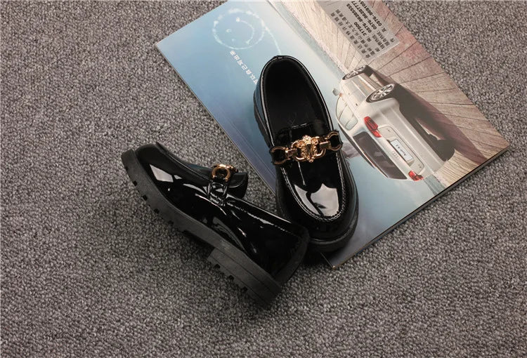 Children's Shoes Girls Autumn Princess Fashion Leather Shoes Kids Soft Sole British Style Black Student Performance Shoes