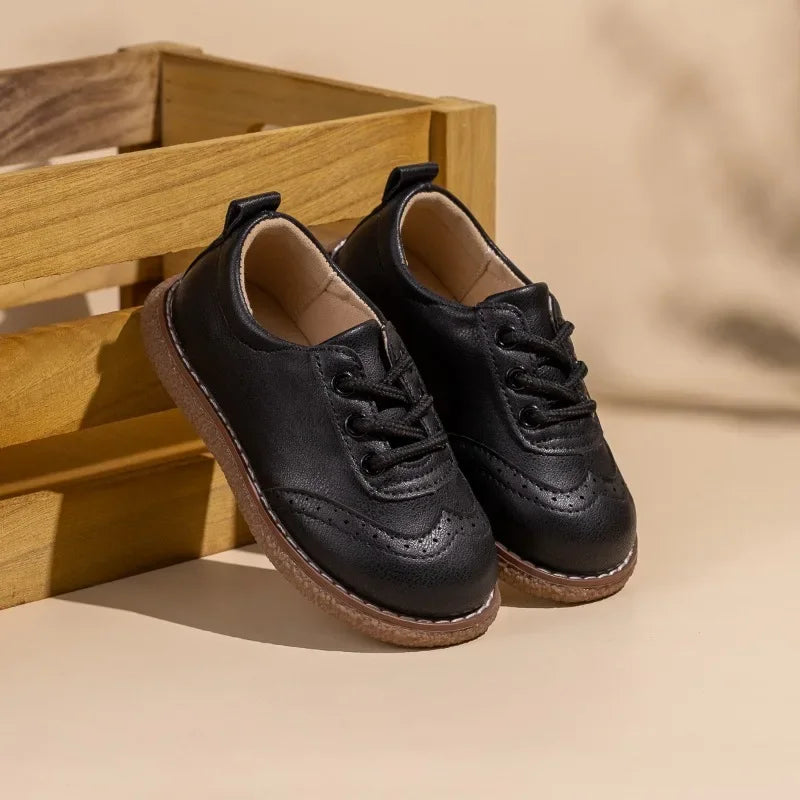 New Spring Autumn Children Formal Leather Shoes Causal Girls Fashion Flat Shoes Versatile Kids Boys Uniform Performance Shoes