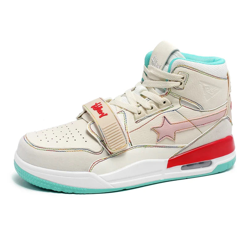 Mens Casual Sneakers High-tops Sneakers Trendy Boys Basketball Sports Tennis Shoes Outdoor Off-road Shoes Couple Sneakers