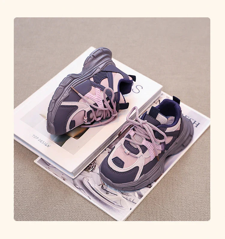 Kids Sneakers Handsome Girls Running Shoes Mesh Breathable  New Girls Sports Shoes Thick Soft Sole Comfort for Students