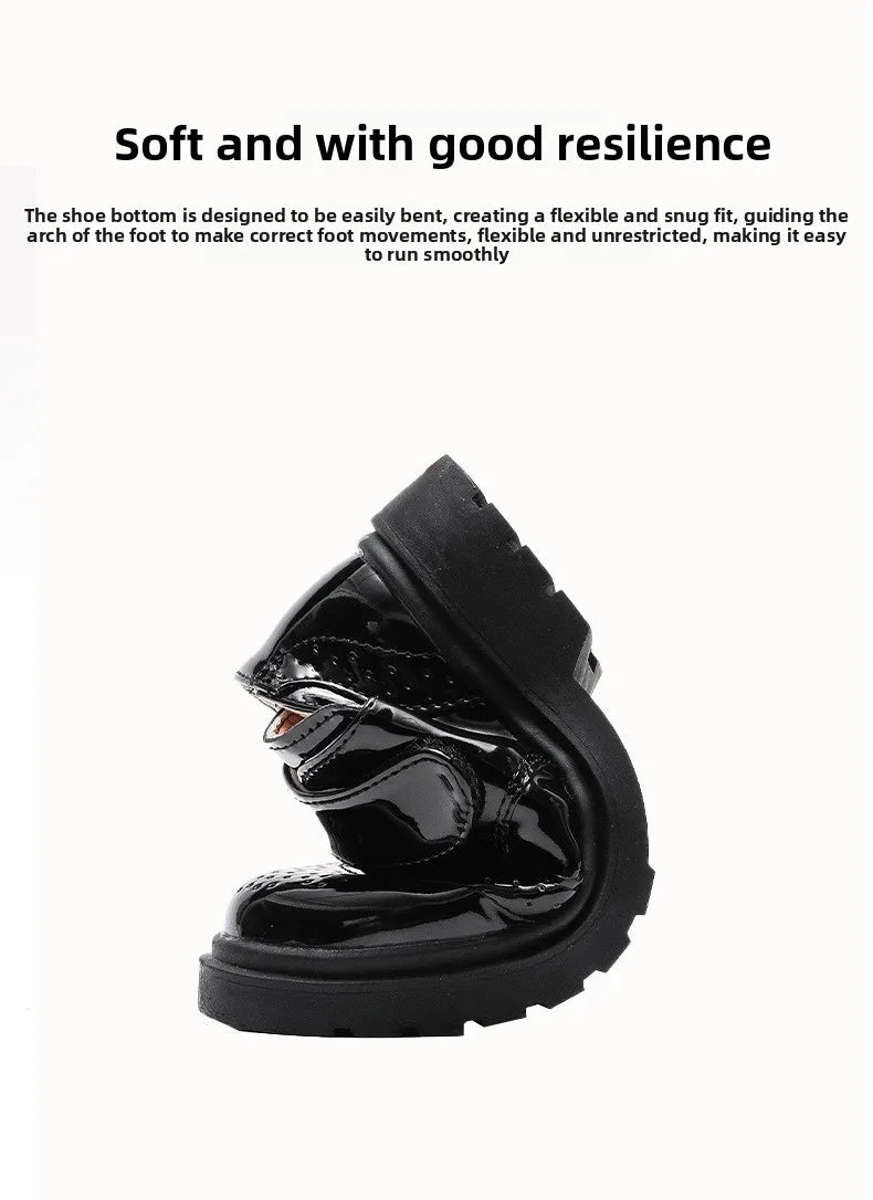 Boys Formal Shoes Girls Leather Shoes Black for School Party Wedding Lace-up Kids Oxfords Classic Fashion Soft 26-36 Breathable