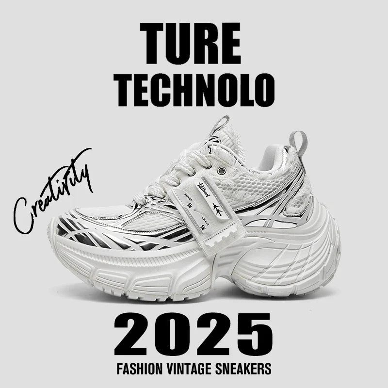 White Chunky Sneakers Women Summer Autumn Bling Rhinestones Shoes for Girls Thick Platform Footwear Size 36-44 Shoes for Men