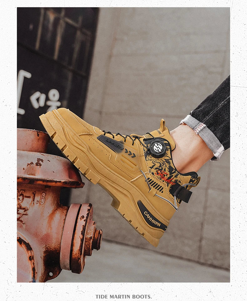 Men's Casual Outdoor Boots Fall Breathable Trendy Versatile Leisure Knob Board Shoes Anti-slip Riding Fashion Sneakers  (Available)