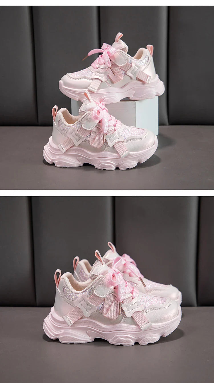 Fashion Versatile Sneakers for Girls 2026 New Autumn Toddler Running Shoes Soft Sole All-day Comfort Kids School Sports Sneakers