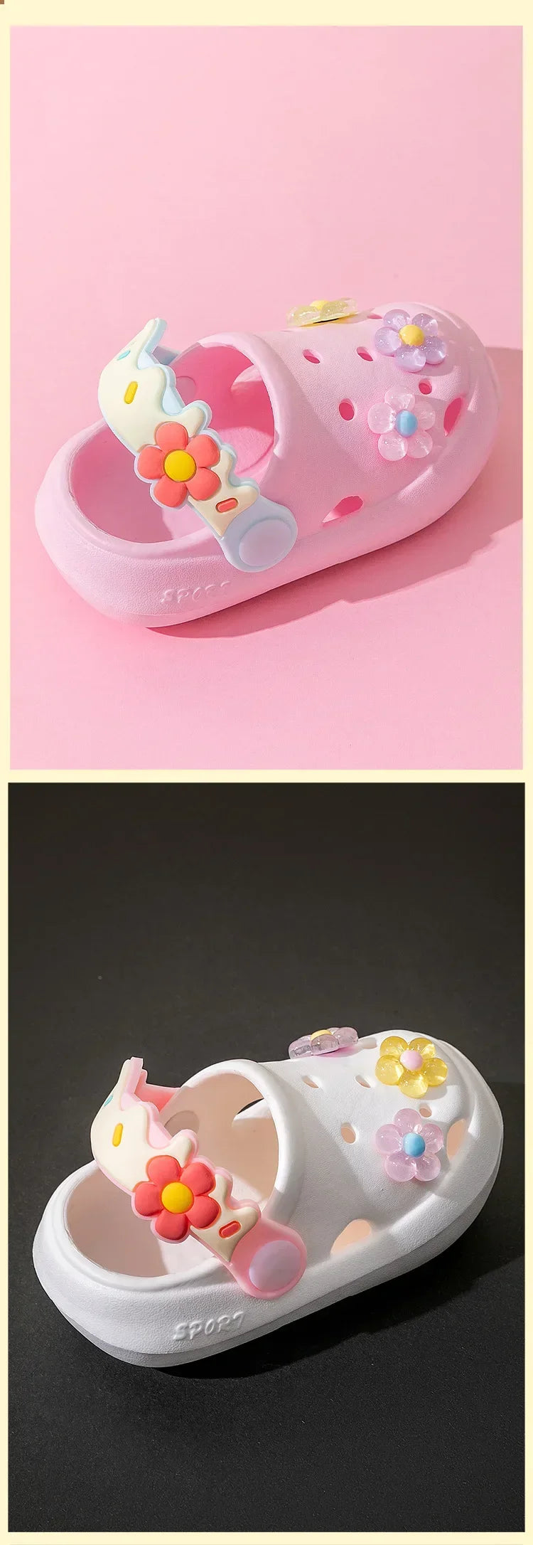 Summer Childrens Slippers Baby New Cute Flowers Soft Sole Sandals Indoor Soft Anti Slip Girl Sandals Hole Shoes Kids Beach Shoes