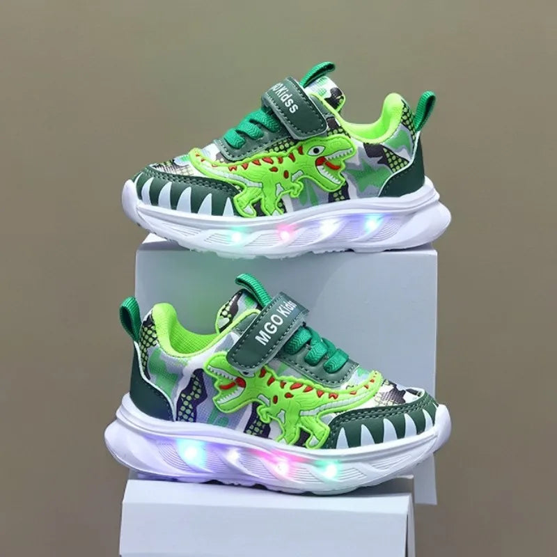 New Cartoon Boys Shoes Led Lighted Fashion Casual Sneakers Luminous Infant Tennis Toddler Sport Lighted Baby Casual Shoes