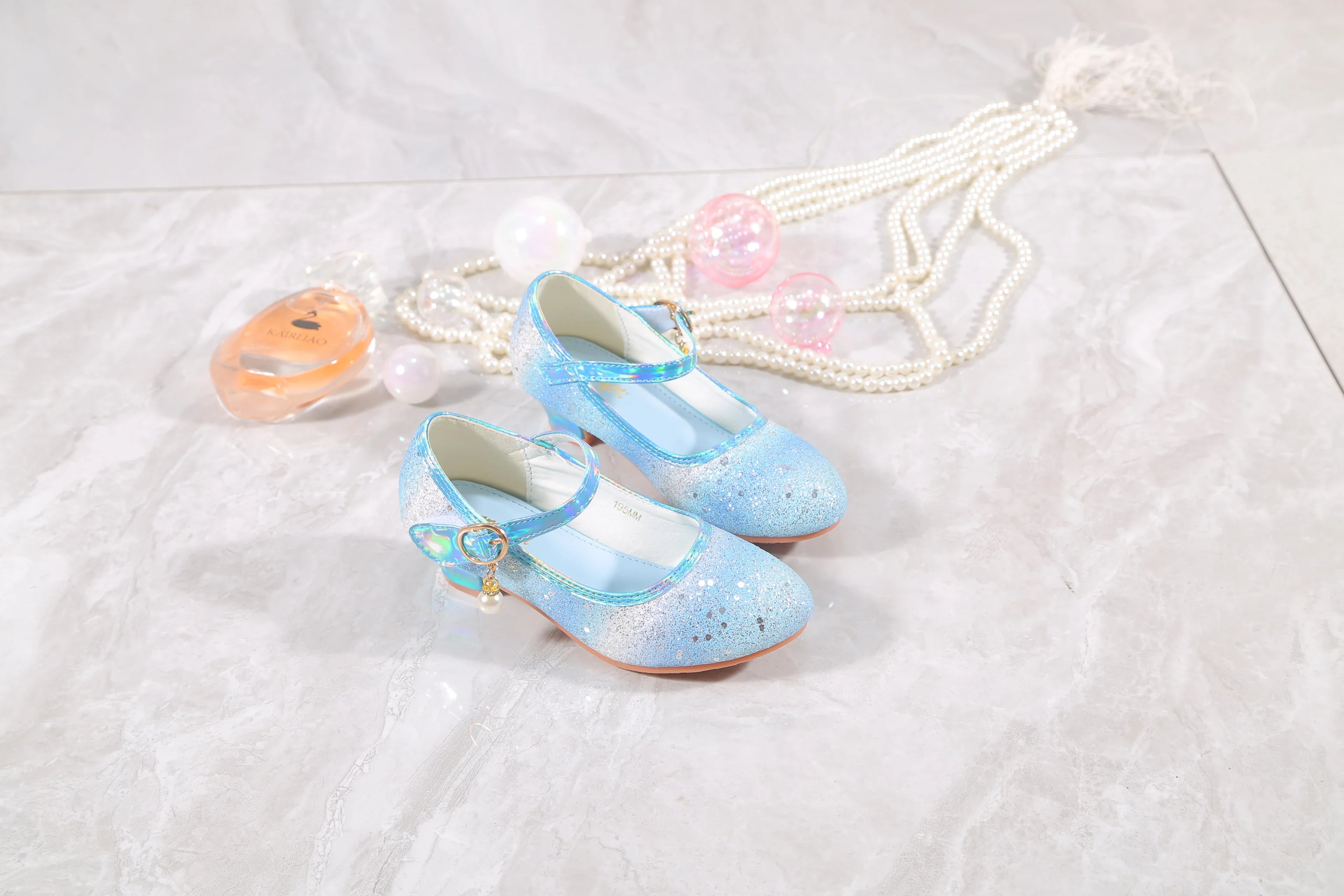 YUNICUS Girls High Heels Princess Shoes Students Children's Single Shoes Little Girl Performance Sequins Glitter Leather Shoes