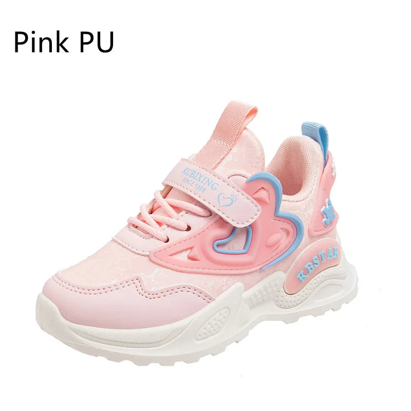 Children's Running Shoes Girls Sneakers Fashion Classic Hot Sale Kids School Casual Sports Shoes Anti-skid Pink with Love Heart