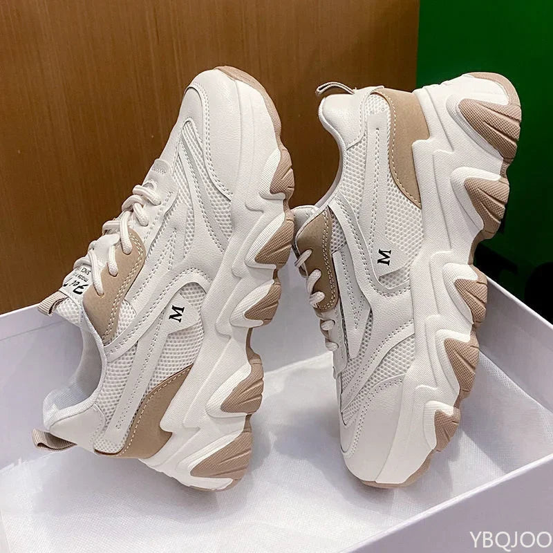 Ladies New fashion Shoes Thick soled comfortable Sneakers Trendy versatile leather shoe Casual breathable Women's shoes Mujer