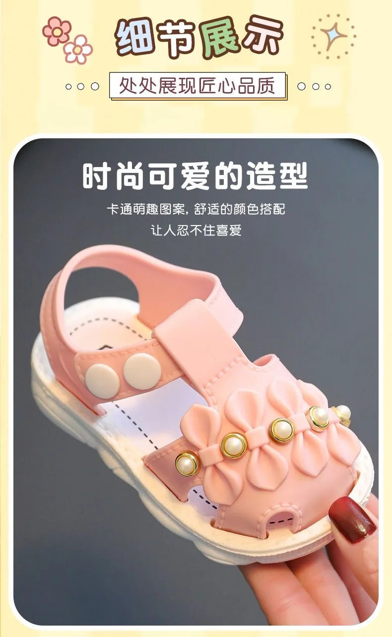 Infant Girls Sandals Summer Baby Shoes Can Make Sounds Cute Bow Princesses Kid Toddler Children Soft First Walkers