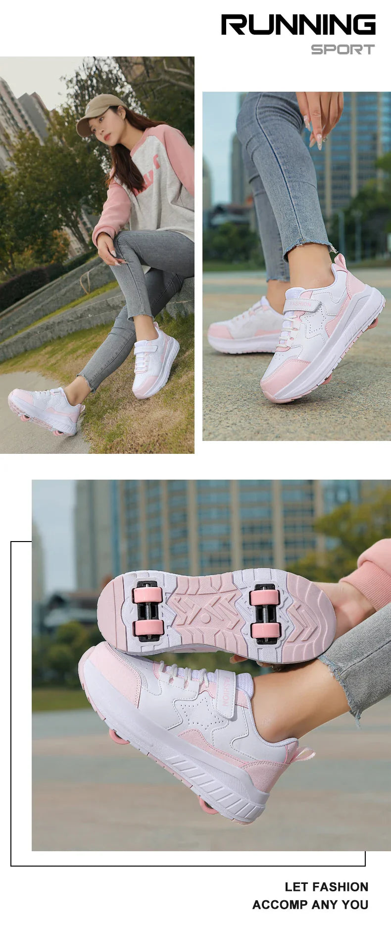 Kids Roller Skate Shoes Fashion Casual Sports Children 4-Wheels Sneakers for Boys and Girls Gift Nice Footwear