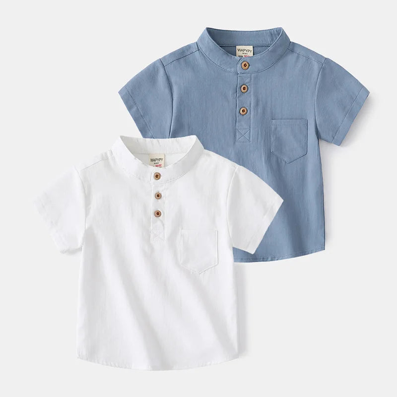 Mandarin Boys Summer Tshirts Fashion Toddler Tees Baby Shirts Cotton Kids Children's Clothes