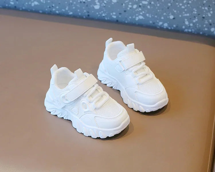 2025 New Spring Autumn Boys White Shoes Girls Breathable Mesh Casual Soft Sole Sneakers Kids Running Shoes Children Sports Shoes