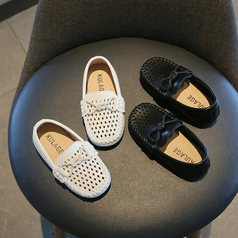 Kids Fashion Casual Shoes Slip-on Flats Boys Moccasins  Solid Color 2025 New Hot Soft Breathable Simple Hollow Children Loafers