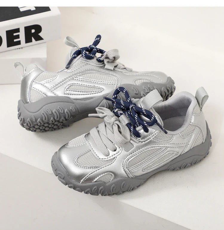 Boys Girls Skate Sneakers 2025 New Autumn Toddler Walking Shoes Soft Sole Non-slip Versatile School Outdoor Mountain Trainers