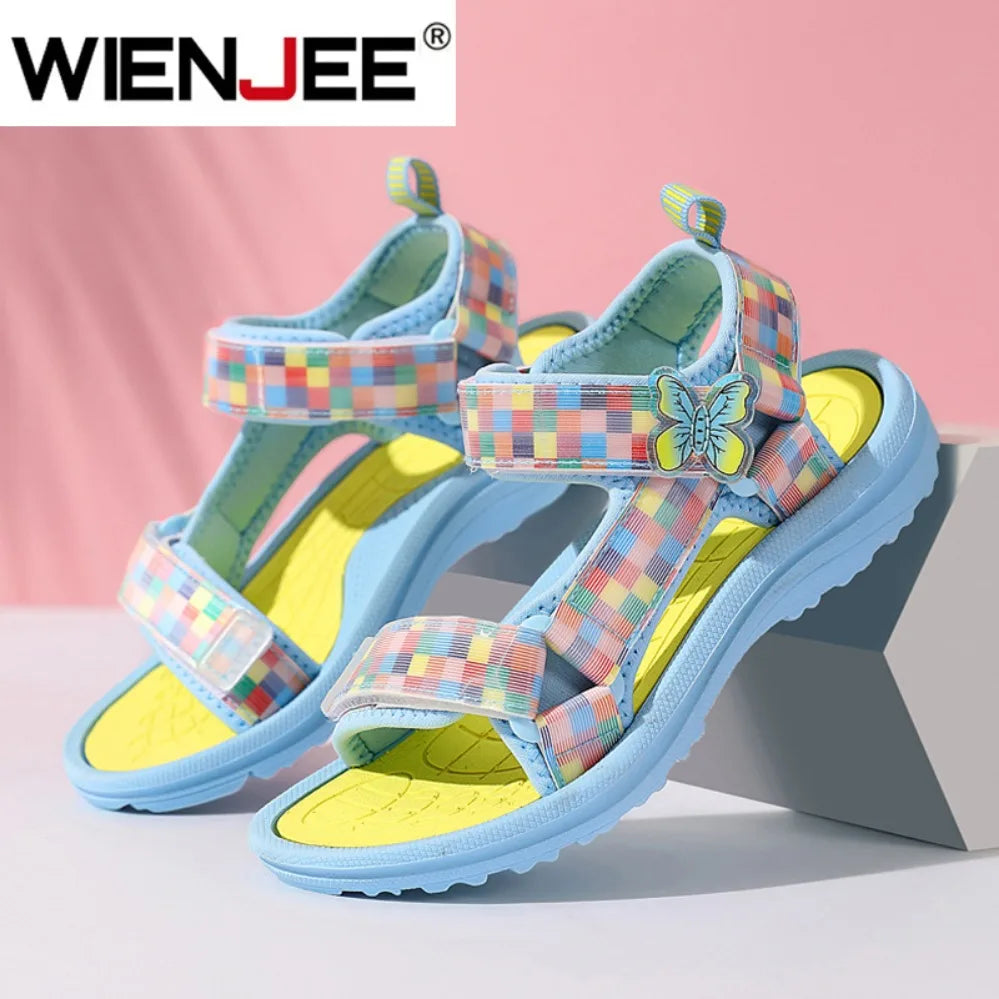 Cute Girls' Pink Soft Sole Flat Sandals Summer Breathable Kids Baby Sport Sandals Outdoor Beach Shoes Walking Size 25-38