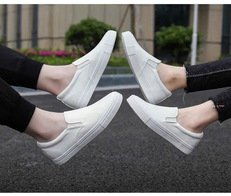 New Shoes for Men Leather Casual Shoes Spring Fashion Concise Flat Shoes 2 Colors Slip-on Loafers   (Available)