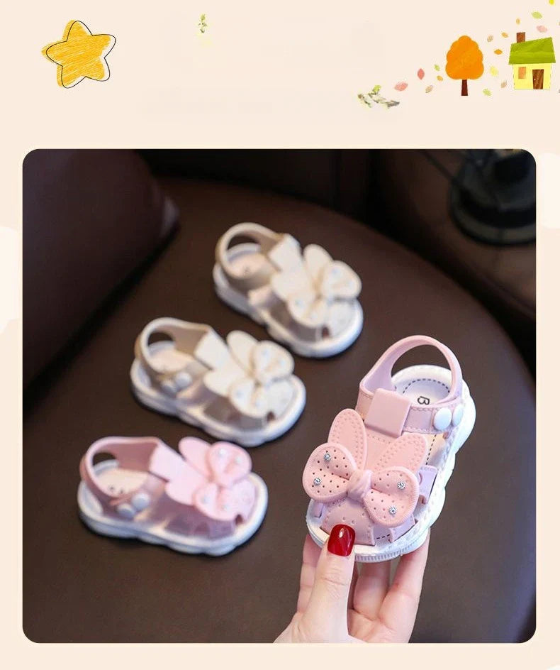 Solid Bow Children's Summer Shoes Cute PVC Beach Non Slip Sandals For Baby Girls Footwear Soft Infant Kids Fashion Sandals