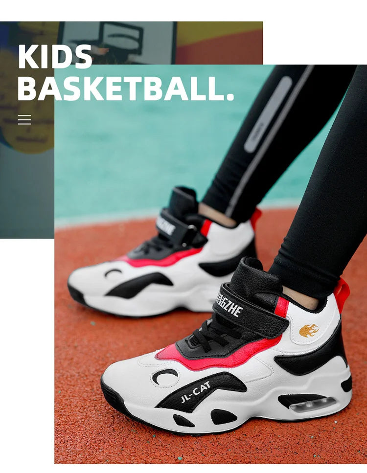 2024 Kids Basketball Shoes Boys Student Sports Shoes School Daily Outdoor Running Sneakers High Top Children Basketball Sneakers