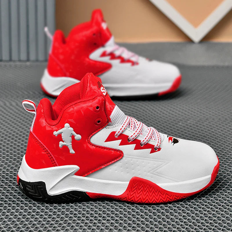 Fashion Basketball Shoes for Kids High-top Sneakers Children Casual Sports Shoes Ankle-protected Anti-slippery Gym Trainers Boys