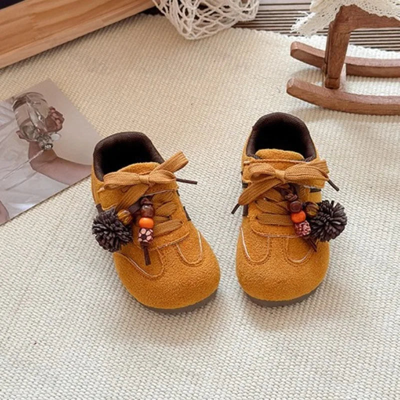 Girls Casual Sneakers 2025 Autumn New Toddler Flat Shoes Flower Children Retro Classic Fashion Non-slip Kids Running Sport Shoes