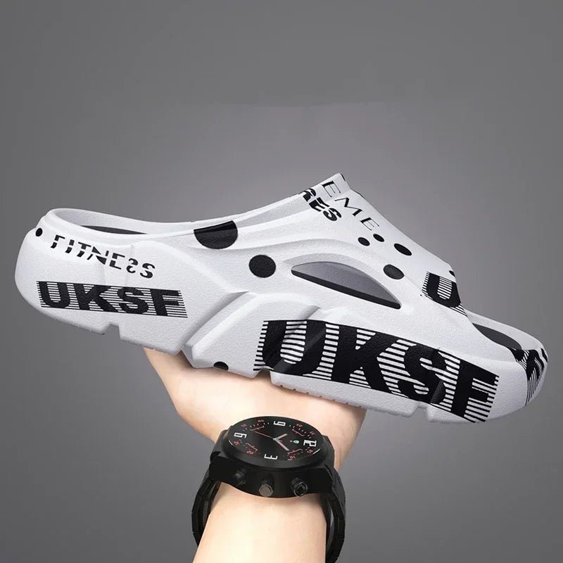 Outdoor Men Beach Shoes Non-Slip Man Slippers Thick Sandals Summer Casual Shoes Platform Indoor House Shower Bathroom Slippers