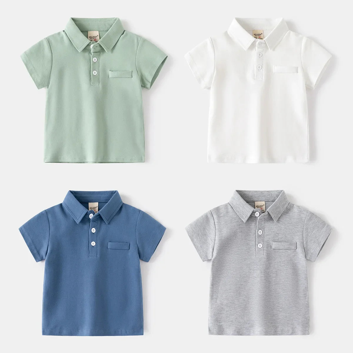 Summer Polo Tshirts for Boys Cotton Fashion Solid Color Toddler Kids Tees Children's Clothes