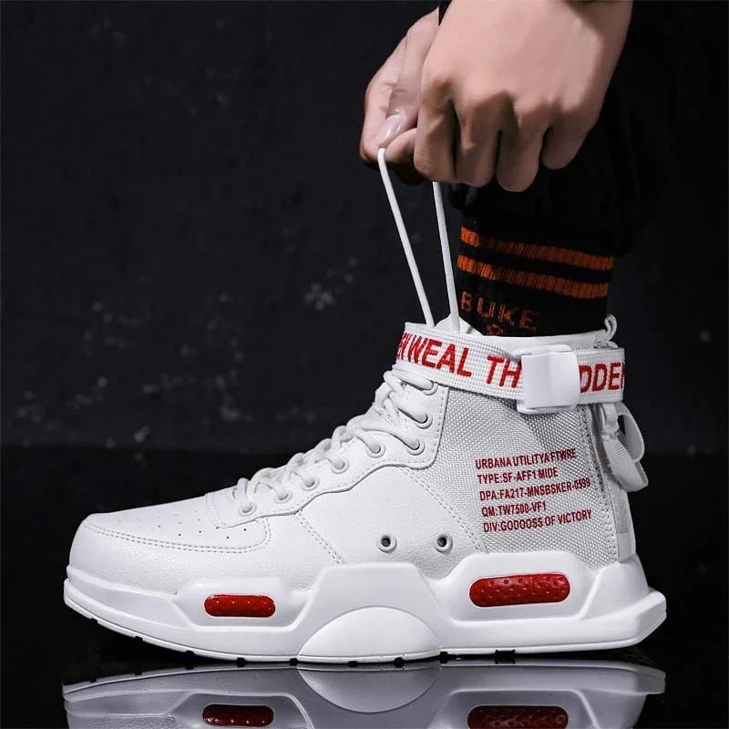 Mens Casual Sneakers High-tops Sneakers Trendy Boys Basketball Sports Tennis Shoes Outdoor Off-road Shoes Couple Sneakers