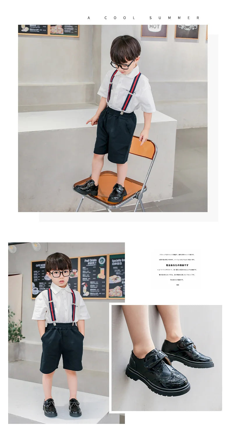 Boys Formal Shoes Girls Leather Shoes Black for School Party Wedding Lace-up Kids Oxfords Classic Fashion Soft 26-36 Breathable