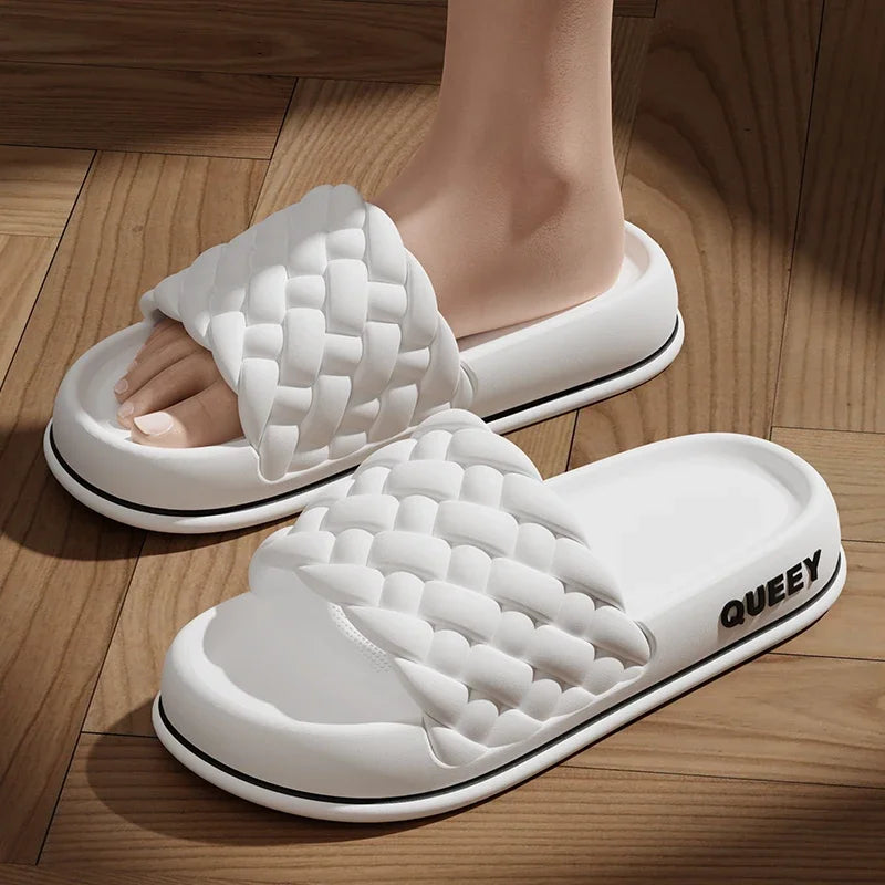 2024 Summer Women Thick Slippers  Sole Beach Slides Bathroom Anti-Slip Soft Sandals Fashion Ladies Cloud Shoes Sandals