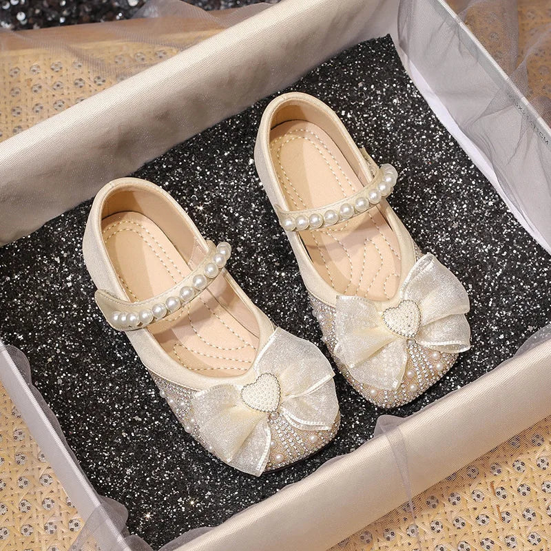 Girls’ Princess-Style Dress Shoes – Faux Leather Mary Janes with Sparkle Accents, Comfortable for Parties & Special Occasions
