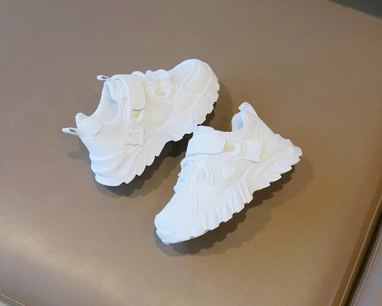 2025 New Spring Autumn Boys White Shoes Girls Breathable Mesh Casual Soft Sole Sneakers Kids Running Shoes Children Sports Shoes