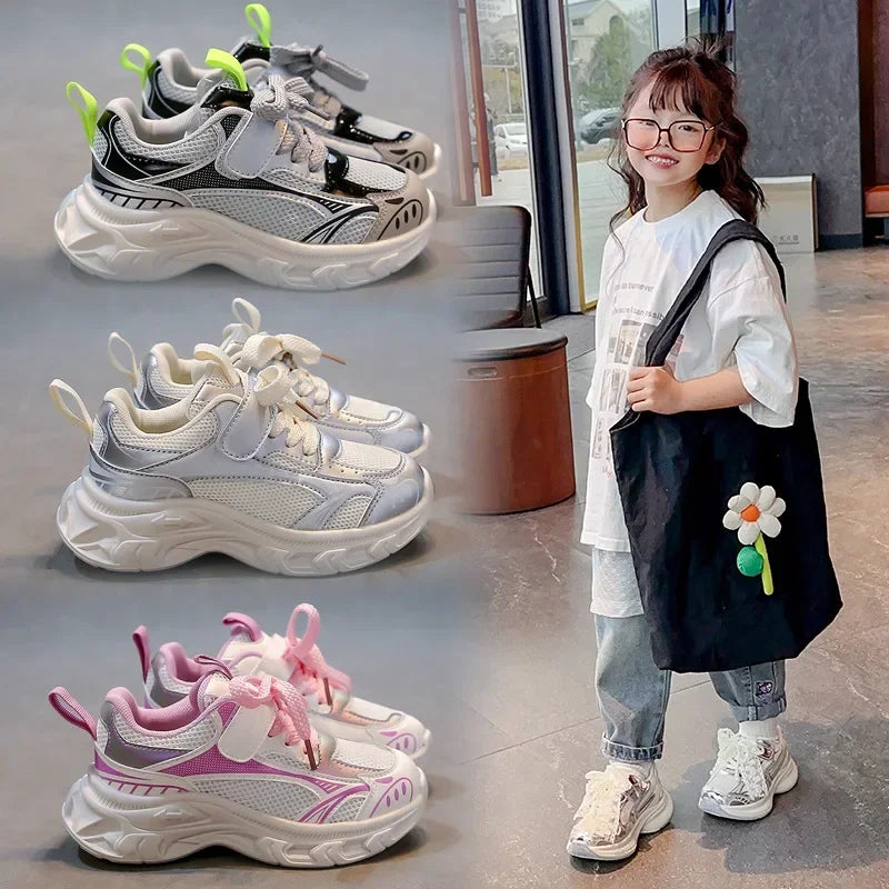 Students Sneakers Mesh Breathable 2025 Spring Autumn Boys Girls Running Shoes Versatile Children Sports Shoes Soft Sole Comfort