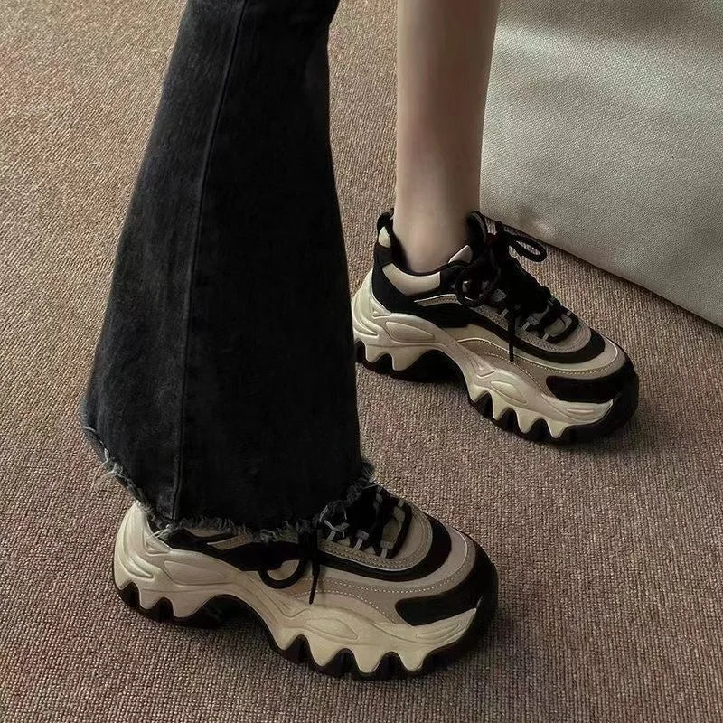 2024 New Sneakers Women Casual White Shoes Fashion Height Increasing Thick Bottom Spring Platform Leather Woman Chunky Sneakers