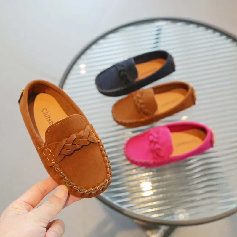 Boys Leather Shoes Fashion Kids Flats Loafers Slip-on Moccasins Classic Children Party Shoes 2024 Spring Autumn Soft Breathable