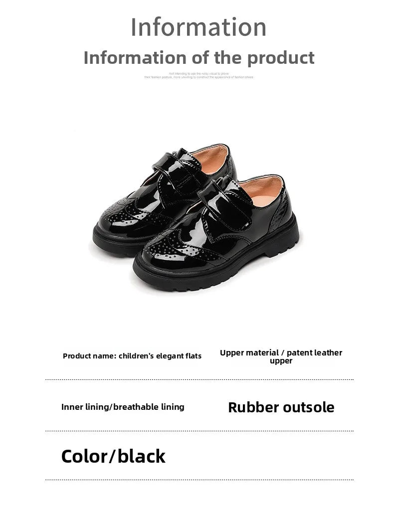 Boys Formal Shoes Girls Leather Shoes Black for School Party Wedding Lace-up Kids Oxfords Classic Fashion Soft 26-36 Breathable