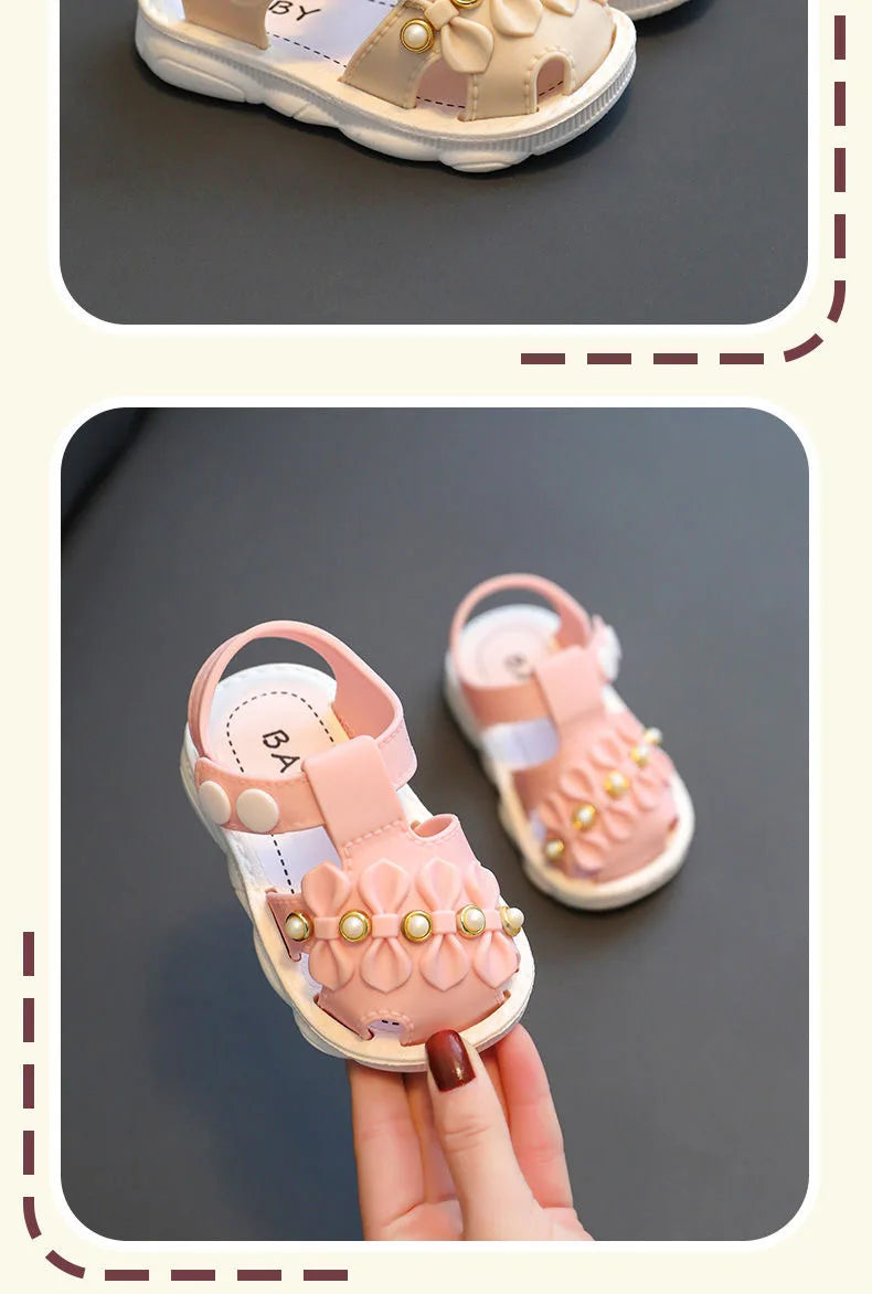 Infant Girls Sandals Summer Baby Shoes Can Make Sounds Cute Bow Princesses Kid Toddler Children Soft First Walkers