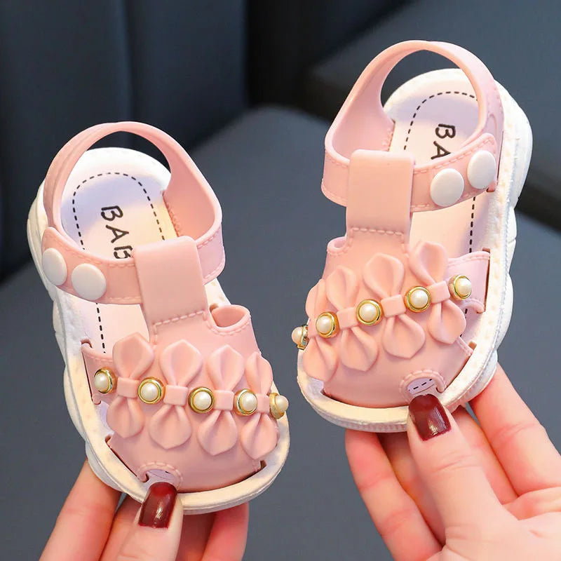 Infant Girls Sandals Summer Baby Shoes Can Make Sounds Cute Bow Princesses Kid Toddler Children Soft First Walkers