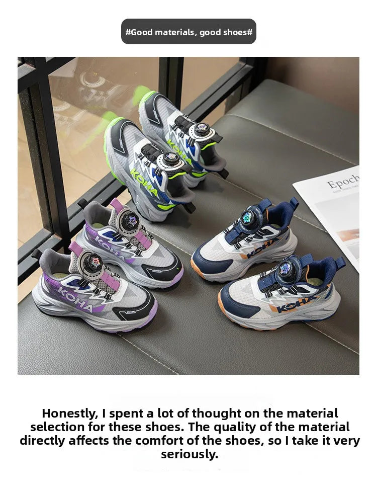 Boys Running Shoes with Rotating Buttons Breathable Comfortable Dad Sneakers Kids Sports Shoes for Autumn Season New Arrival
