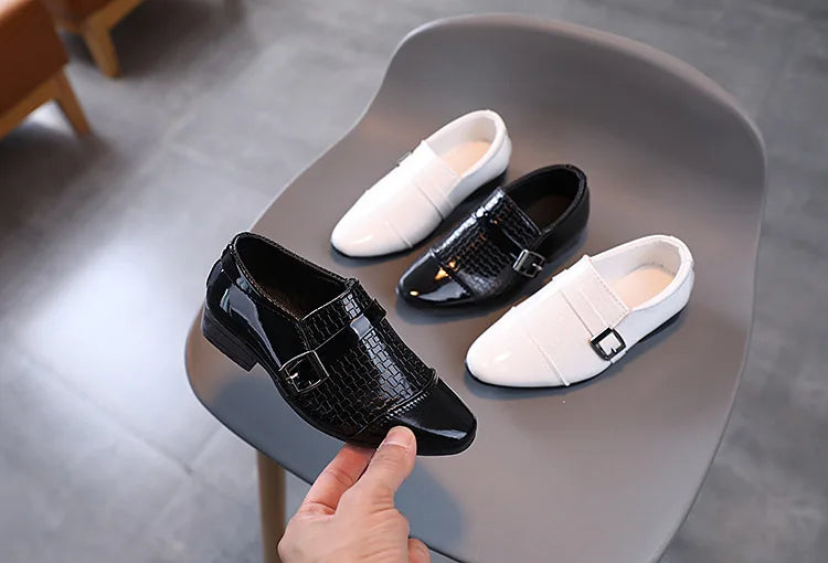 Boys Leather Shoes Kids Formal Shoes For Party Performance Pointed Toes Children Black School Shoes Spring Fashion Soft
