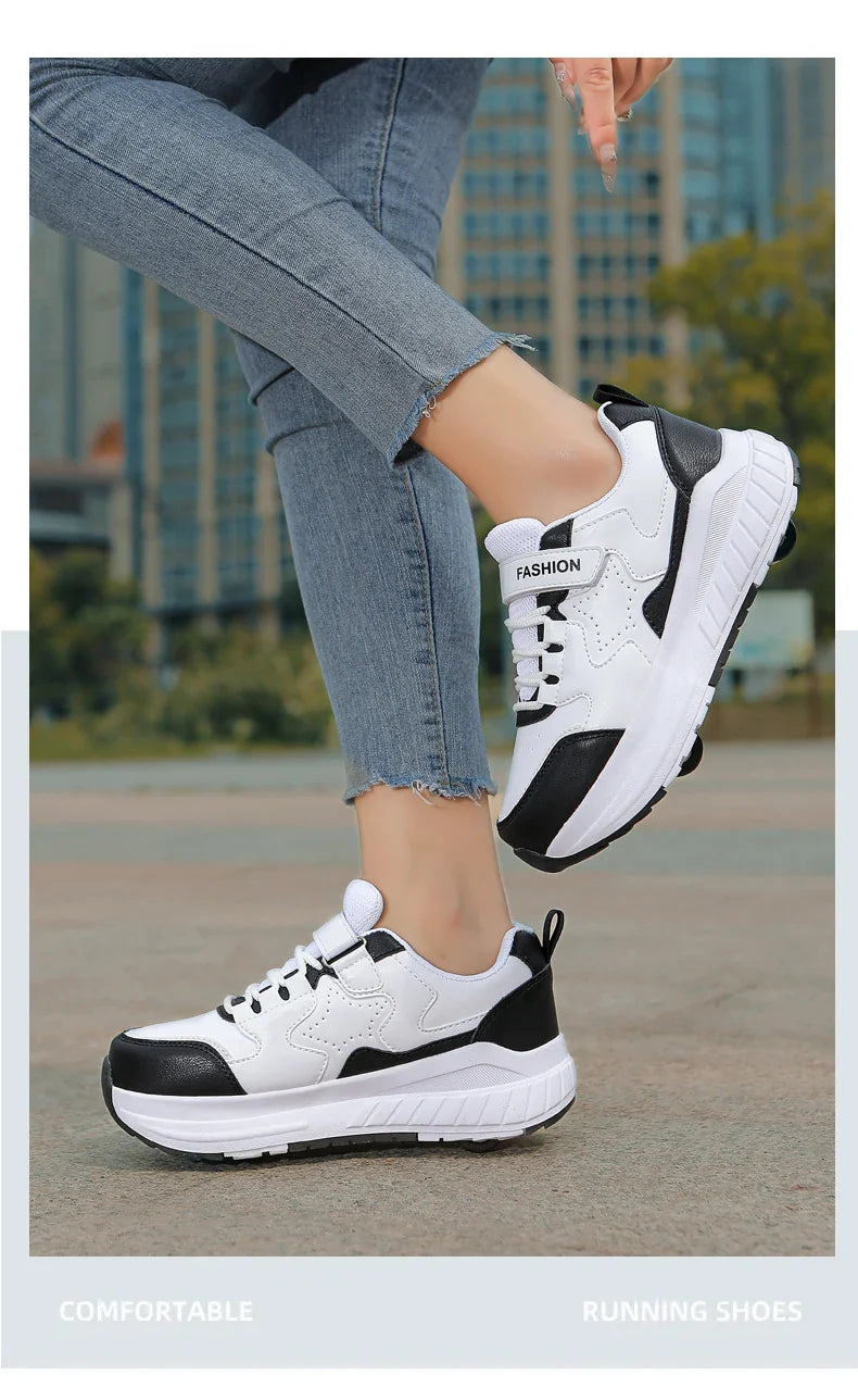 Kids Roller Skate Shoes Fashion Casual Sports Children 4-Wheels Sneakers for Boys and Girls Gift Nice Footwear