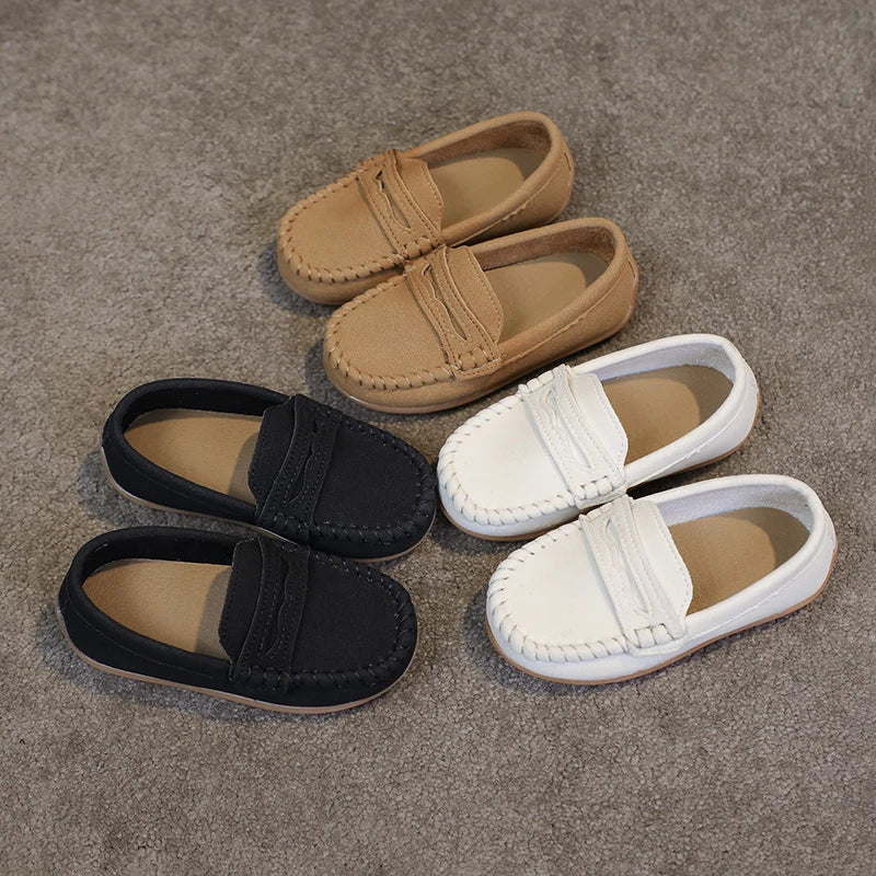 Boys Moccasins Shoes Fashion Solid Color Kids School Causal Shoes Breathable Non-slip Children Slip-on Flats Loafers Size 21-30