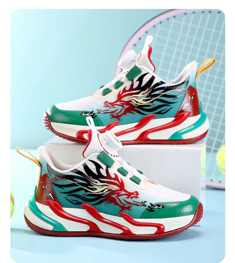 2025 New Children's Casual Sneakers Fashion Rotary Buckle Sports Shoes Kids Running Sneakers Spring Comfortable Boy Trainers