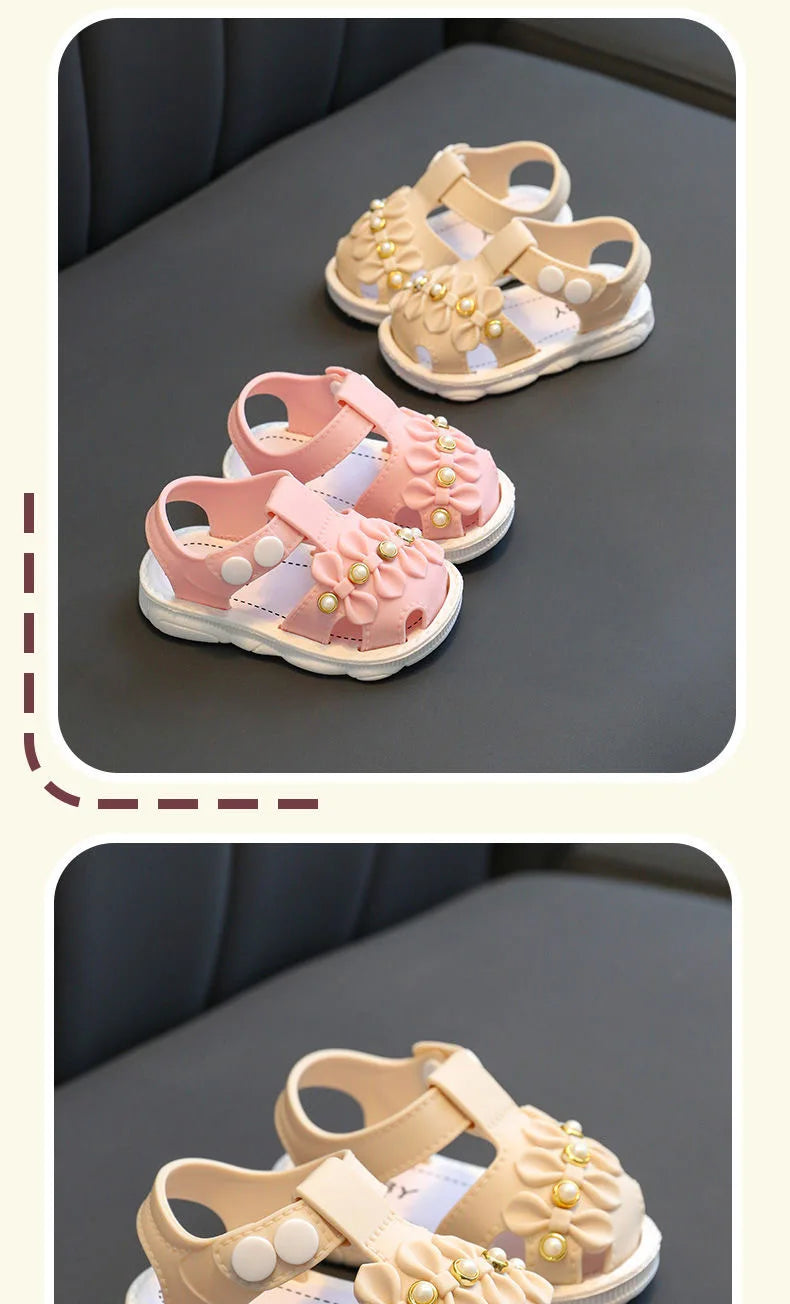 Infant Girls Sandals Summer Baby Shoes Can Make Sounds Cute Bow Princesses Kid Toddler Children Soft First Walkers