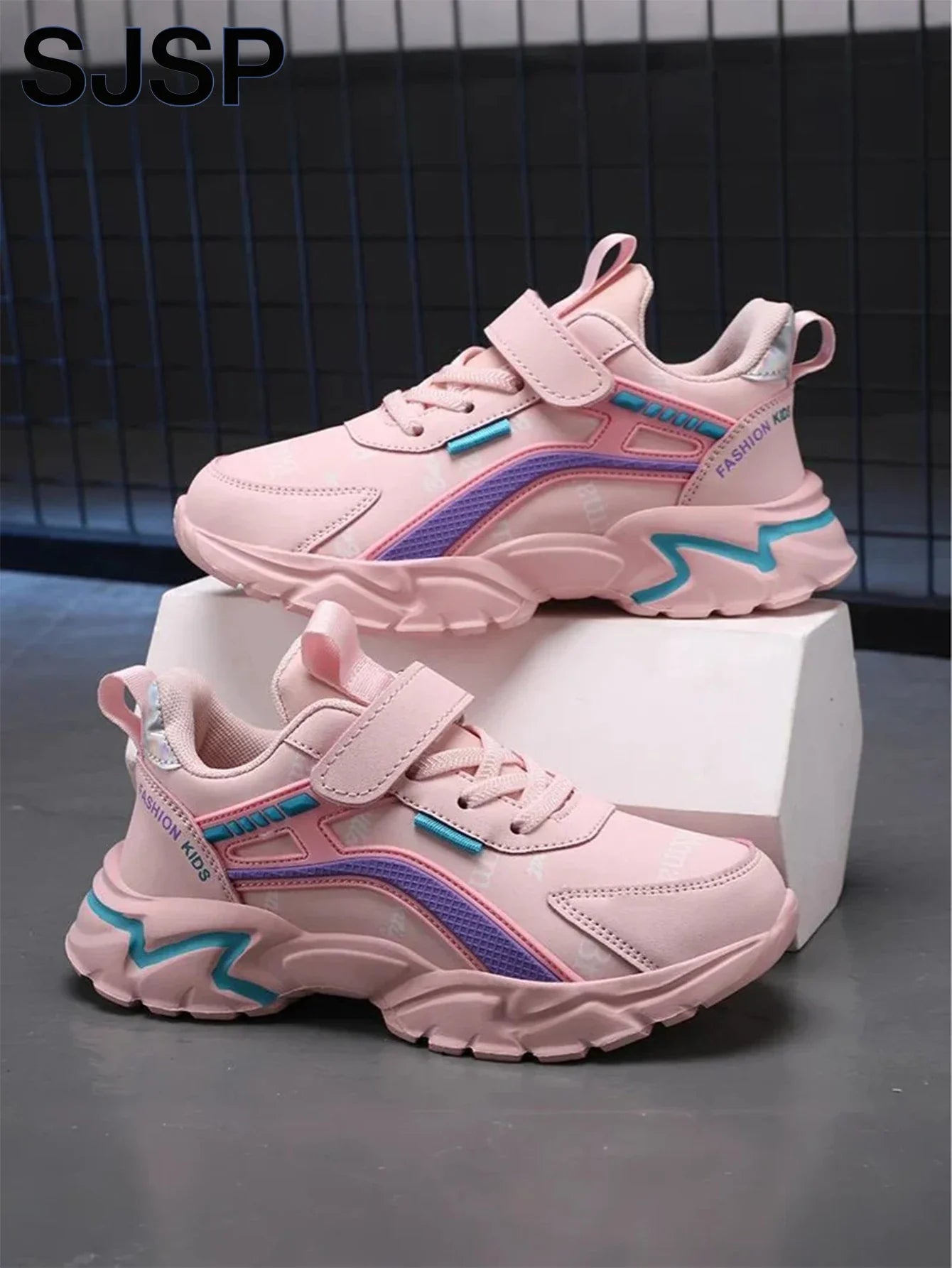 Children's Casual Pink Girls' Leather Shoes, Fashionable Lightweight Running Shoes for Teenagers Aged 7-15, Student Kids' Sports Shoes for Girls