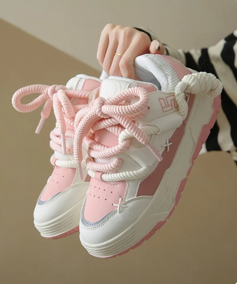 Trendy Women's Men Chunky Sneakers Versatile Casual Thick Soled Board Shoes Female Little White Shoes Walking Shoe Hombre Mujer