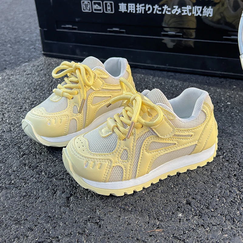 Spring Autumn Girls Sports Shoes Mesh Breathable Candy Color Kids Sneakers Soft Sole Children Casual Running Shoes Non-slip