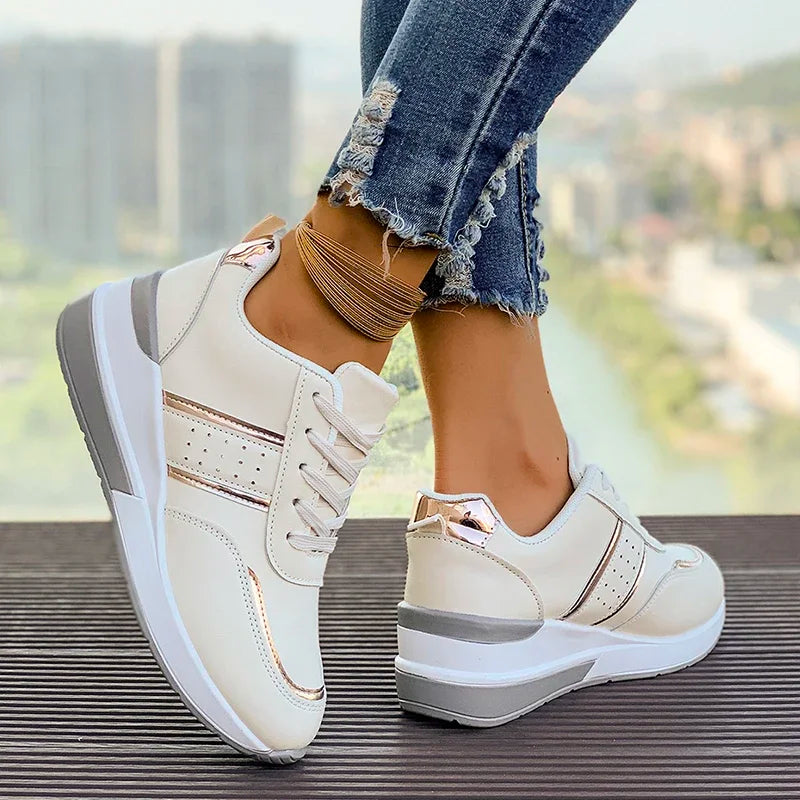 Women's White Wedge Sneakers Non Slip Comfortable Sports Shoes for Women Casual Outdoor Vulcanized Shoes Woman Walking Trainers