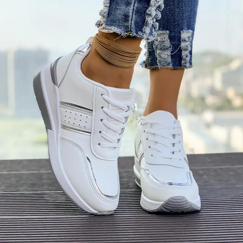 Women's White Wedge Sneakers Non Slip Comfortable Sports Shoes for Women Casual Outdoor Vulcanized Shoes Woman Walking Trainers